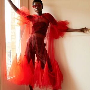 Kate HEWKO NWT Avant Garde Tulle Overlay in RED (sold out) OS